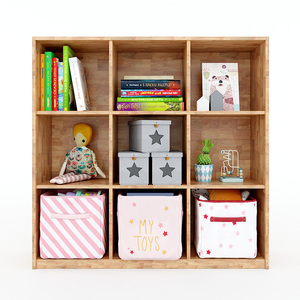 Estantería Infantil de 3 Niveles de Madera de Caucho Natural Estilo Escandinavo/Gabinete para Niños KGS007 - Product Image 1