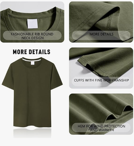 T-shirt décontracté à manches courtes pour homme, 100% coton tricoté, style streetwear, respirant, séchage rapide, vert basique, été - Product Image 4