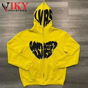 High Quality Cotton Custom Logo Double Layer Embroidery Patch Work Full Zip up Hoodies by VIKY INDUSTRIES - Product Image 5