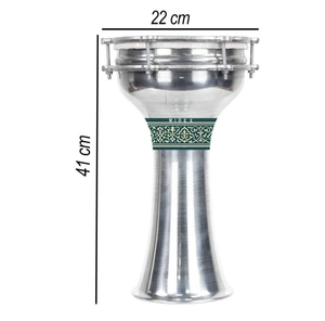 Darbuka turque Midex DKB-05, taille 5, grand format, en aluminium, double couche, peaux en papier huilé, fabriquée à la main, durable (41x22cm) - Product Image 1