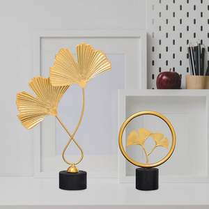 Feuilles en métal Figure décorative moderne Sculpture de feuilles de gingko Décoration de feuilles rugueuses pour le salon - Product Image 2