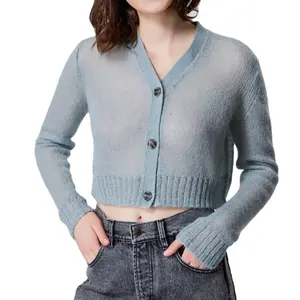 秋のショートボタンカーディガン女性カーディガンセーターファッションニットカーディガンレディースセーター薄い