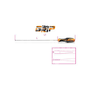 DESTORNILLADOR DE CORTE DE HOJAS PARALELAS DE ELECTRICISTA BETA ART. 1264L Para tornillos ranurados Tipo largo - Product Image 1