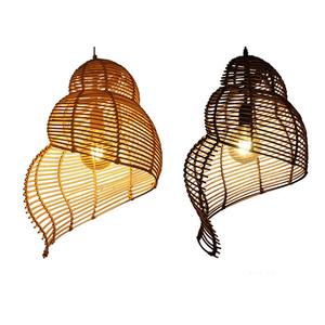 Hot Sale Handmade Bamboo Pendant Light with Natural Rattan <b>Lampshade</b> LED Farmhouse Style for Cafe & Tea House - Product Image 3