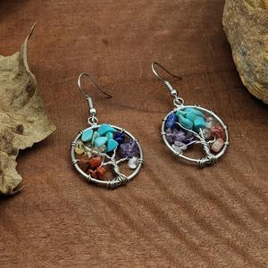 925 <b>Solid</b> Sterling <b>Silver</b> Fine Dangle Earrings Small Delicate Raw Gemstone Boho Artisan Jewelry Rough Cut Natural Multi Gemstone - Product Image 2