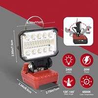 Luz de batería portátil de 20W, 2000LM y 7 pulgadas para m18 con puerto de carga USB y tipo C, luz de trabajo de inundación LED, batería compatible