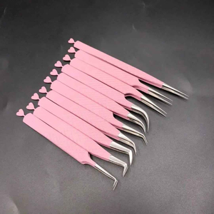 Ensemble de pinces à épiler professionnelles pour extensions de cils rose bébé, en acier inoxydable, anti-magnétique, poignée confortable, 10 mm, volume, isolation des cils - Product Image 6