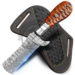 Cuchillo cortador de toro de acero de Damasco afilado EDC cuchillo de hoja fija cuchillo de caza Ideal para desollar Camping y actividades al aire libre - Product Image 6