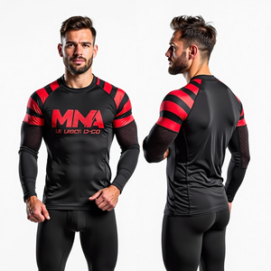 Custom BJJ Rash Guards Fabricante Premium Sublimación Impresión Durable MMA Rash Guards para Grappling y Gym - Product Image 2
