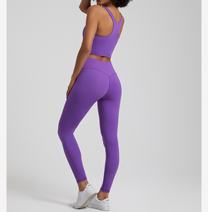 OEM Custom 2024 Yoga Wear Workout Sportswear Gym Fitness Sets Women Two Piece Scrunch Butt Leggings & Tank Top <b>Racer</b> <b>Bra</b> Set - Product Image 4