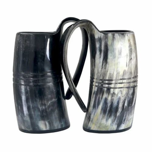 Taza de cuerno para beber vikingo ecológica hecha a mano auténtica, diseño náutico, estilo Animal, grabado, acabado pulido, artesanía Natural - Product Image 2