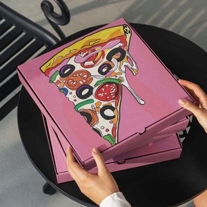 Wholesale Customized Corrugated Paper Folding <strong>30</strong> X <strong>30</strong> cm Storage pink square Pizza Box with <strong>Custom</strong> logo - Product Image 1
