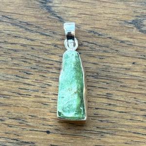 925 Solid <b>Stainless</b> <b>Steel</b> Christian Boho Artisan Jewelry Raw Crystal Pendant Organic Shape Natural Green Gemstone Simple Rough - Product Image 2