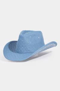 Sombrero Vaquero Azul Claro con Pedrería, Unisex, para Fiestas, 56-58CM, Venta al Por Mayor, Logotipo Personalizado, Alta Calidad, OEM, ODM, MOQ Bajo, Gorra Vaquera Occidental - Product Image 5