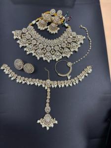 Conjunto de collar Vintage Kundan, joyería india, conjunto de boda con cuentas nupciales a la moda con pendientes de patrón de campana de perlas, moda al por mayor - Product Image 5