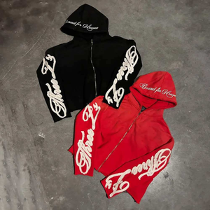 ชุดวอร์มผ้าคอตตอนน้ำหนักเบาขนาดใหญ่พิมพ์ลายพัฟแฟชั่นผ้าระบายเหงื่อชุดวอร์มสตรีทคุณภาพสูง - Product Image 2