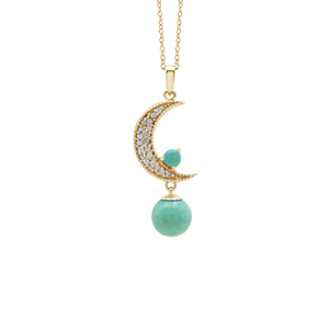 Meilleure vente 4.7 grammes de collier de chaîne à maillons multiplaqués 7-4 MM Turquoise Gemstone Collier avec pendentif en forme de lune en argent sterling 925 - Product Image 4