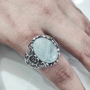 Nuevo Anillo Exclusivo para Hombre con Piedra Preciosa de Aguamarina Natural, Piedra de Nacimiento de Marzo, Todas las Tallas, Joyería Fina Árabe, Anillo de Plata de Ley 925 - Product Image 3