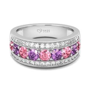 Anillo de mujer Jeulia Classic de plata de ley chapada en rodio con circonita de corte redondo - Product Image 3