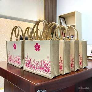 Best-Selling Eco-Friendly Custom-Size Jute <b>Tote</b> <b>Bag</b> Colorful Folding Style <b>with</b> Logo Print Price made in Viet nam - Product Image 6