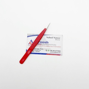 Pince à épiler à poignée diamantée en acier inoxydable de haute qualité Isolation rouge Extension de cils durable pointe pointue en gros - Product Image 1