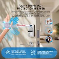 Serrure connectée Tuya avec reconnaissance de la veine palmaire, entrée sans clé, déverrouillage par mot de passe et clé, alimentation d'urgence Type-C pour portes en bois
