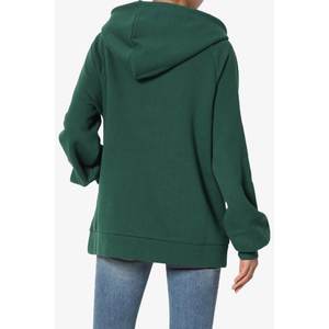 Sweat à capuche oversize à manches bouffantes longues en velours 100% coton pour femmes, personnalisable, épaules tombantes, sweat à capuche uni - Product Image 6