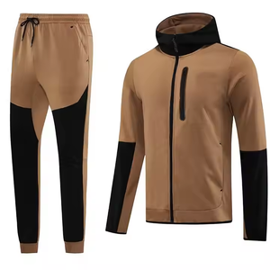 Ensemble de survêtement technique pour homme, design OEM, sweat à capuche zippé intégral et pantalon de jogging, 69% coton, 31% polyester, bleu zinc, grandes tailles - Product Image 2