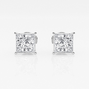 Princess Cut Solitaire Lab Grown Diamond Stud Pendiente Compromiso Boda Pendientes 14K Gold Diamond Stud CVD/HPHT Diamond Pendiente - Product Image 5