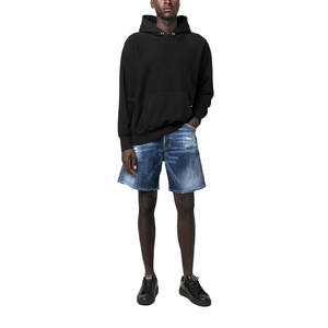 Short en jean d'été personnalisable pour hommes, bleu vieilli, délavé, délavé, coupe ample, fournisseur de fabricants OEM fiables - Product Image 3