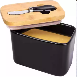 Plat à beurre peint à la main en céramique bleue argenterie faite à la main Top vente Restaurant événements de mariage Table Top plat à beurre et assiette - Product Image 5