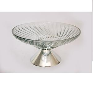 Handcrafted Design Metal and Glass Cake Stand Classic Style Aluminium Shiny Polished Stand Cake Server Stand - Product Image 1