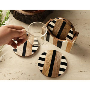 Modern Square Shape Drinkware <b>Coasters</b> <b>Set</b> of 4 Wooden <b>Coasters</b> <b>With</b> <b>Holder</b> for Top Selling Beverage <b>Coasters</b> - Product Image 6