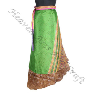กระโปรงส่าหรีสไตล์วินเทจของผู้หญิงผ้าส่าหรียาว2ชั้นสไตล์อินเดียย้อนยุค - Product Image 2