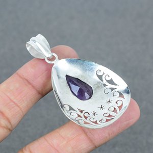 สร้อยคออเมทิสต์ชุบเงินทำด้วยมือทองเหลืองสร้อยคออัญมณีแฟชั่นสำหรับผู้หญิงงานหมั้นงานแต่งงาน - Product Image 4