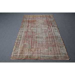 Tapis turc vintage 4,4x7,3 pi (135x223 cm), tapis rouge Ombr - Product Image 1
