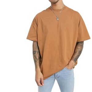 เสื้อยืดคอกลมแขนสั้นทรงโอเวอร์ไซส์สำหรับผู้ชาย คุณภาพสูง ระบายอากาศได้ดี ผ้าฝ้าย 100% ลายเรียบ ดีไซน์ไหล่ตก ปรับแต่งได้ - Product Image 1