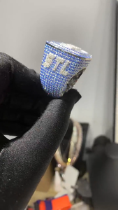 925 Silver Lab Grown Diamond Custom <b>Name</b> <b>Ring</b> Blue Halo Statement Signet <b>Ring</b> For Men - Product Image 4