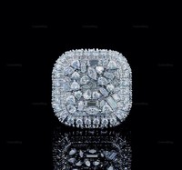 Bague de déclaration Hip Hop de luxe en argent sterling 925, entièrement sertie de diamants Moissanite VVS multi-coupes étincelants, pour les soirées