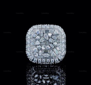 Luxury 925 Sterling Silver VVS Moissanite Diamond Iced Out Multi Cut Diamond Sparkling Hip Hop <b>Statement</b> <b>Ring</b> For Party Wear - Product Image 6