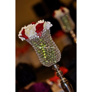 Juego de 2 centros de mesa de boda de cristal, soporte de huracanes plateado/negro para decoraciones de fiestas de eventos de boda - Product Image 3