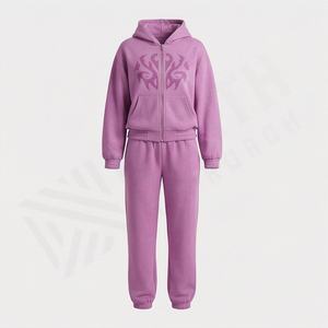 Ensemble de survêtement pour femme élégant et brillant avec logo personnalisé en strass, à capuche, décontracté, ample, à épaules tombantes, deux pièces, jogging, survêtement de luxe - Product Image 1