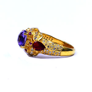 Anillo de Compromiso Clásico y Único para Mujer, con Amatista, Plata de Ley 925, Chapado en Oro Vermeil, con Engaste de Canal en Forma de Corazón - Product Image 4