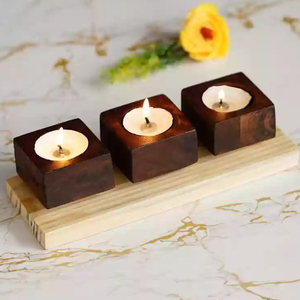 Portavelas de madera de diseño recién llegado, mango Natural y madera de acacia para decoración de iluminación del hogar o regalos de fiesta - Product Image 4