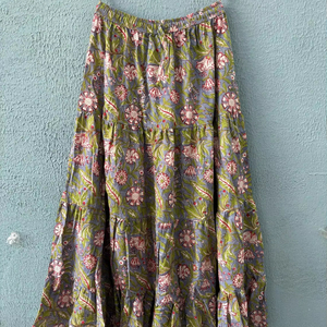 Falda con estampado de bloque Falda de algodón hecha a mano/Estampado de bloque tradicional/Falda estampada de verano - Product Image 1