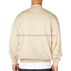 Sweats à capuche et sweat-shirts pour hommes avec impression de logo personnalisé sweat-shirt pour hommes Boxy Fitting Mock Neck Cotton Crewneck Shirt Streetwear - Product Image 5
