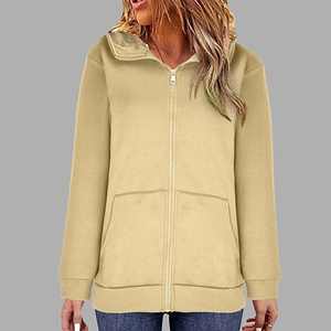 Unisex logotipo personalizado transpirable a prueba de viento respetuoso con el medio ambiente cremallera completa polar bordado con capucha invierno estilo Hip Hop venta al por mayor sólido - Product Image 3