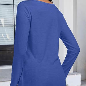 เสื้อเชิ้ตผู้หญิงคุณภาพสูง แขนยาว สีตามสั่ง สไตล์ลำลอง ผ้าถัก ระบายอากาศได้ดี สวมใส่สบาย - Product Image 3