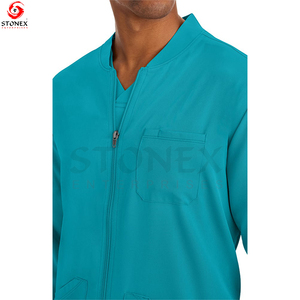 <b>Men's</b> Scrub Solid <b>Jacket</b> <b>Long</b> Sleeves With Knit Cuffs and Pen Pocket Quick Dry New Best Sale - Product Image 5