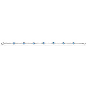 <b>14K</b> White <b>Gold</b> Fancy Blue Diamond Station <b>Bracelet</b> Beze-Sett 0.50ct - Product Image 1